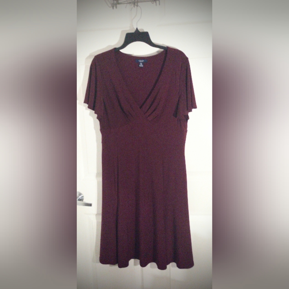 CHAPS XL Fit & Flare Short Sleeve Midi Wrap Dress